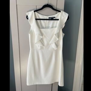 French Connection Whisper Sleeveless Ruffled Mini Dress, Summer White, Size 10